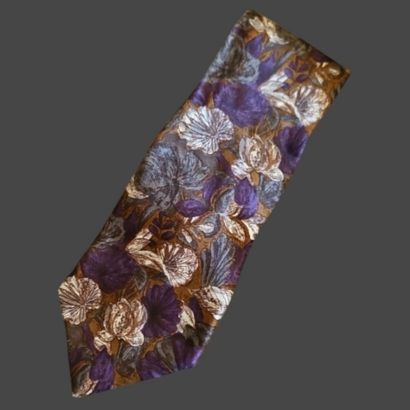 VTG BILL BLASS Purple Floral Silk Tie - Picture 1 of 9
